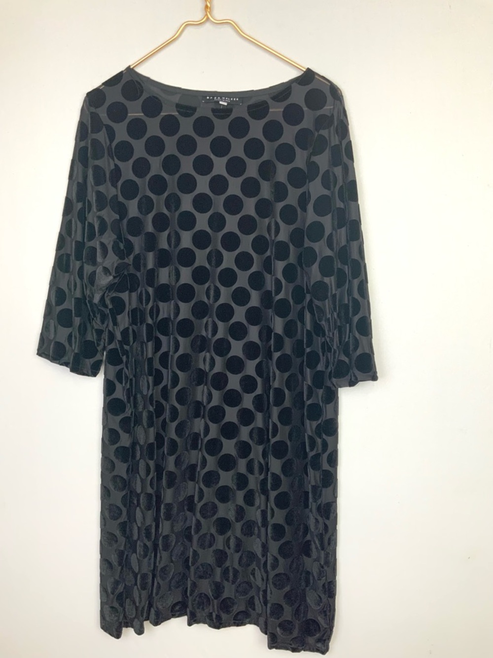 NWT BRYN WALKER Sz Large Hester Black Burnout Velvet Polka Dot Shift Dress